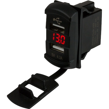 Sea-Dog Dual USB Rocker Switch Style Voltmeter w/Hidden Display 426527-1